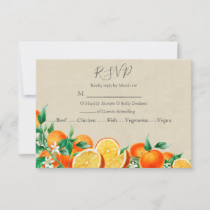 Oranje bloesem bruiloft RSVP kaartje