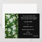 Oranje bloesem bruiloft uitnodiging, wit op zwart kaart (Voorkant / Achterkant)