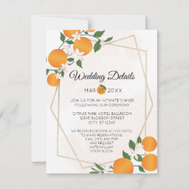 Oranje Bloesem Citrus Wedding Details Behuizing RSVP Kaartje