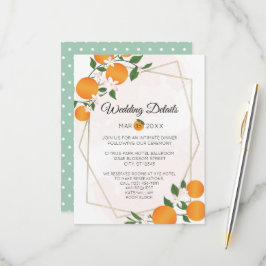Oranje Bloesem Citrus Wedding Details Behuizing RSVP Kaartje