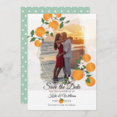 Oranje bloesem Citrus Wedding Save The Date (Voorkant / Achterkant)