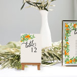 Oranje bloesem citrusfruit bruiloft kaart<br><div class="desc">Oranje bloesem trouwtafel nummer met sinaasappels, oranje bloesem, groen en hangend gebladerte op een neutrale achtergrond. Fris, pittig, natuurlijk design om een lente- of zomerbruiloft aan te vullen met een oranje fruit bruiloft thema. Voor het coördineren van uitnodigingen, briefpapier, dag van evenement en tafelinrichting, spellen en trouwbordjes, bladert u door...</div>