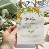 Oranje bloesem citrusfruit bruiloft kaart