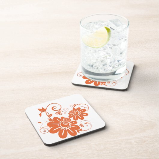 Oranje bloesem drankjes onderzetter (Rechterzijde)