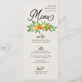 Oranje bloesem driegangencitrus bruiloft menu (Voorkant)