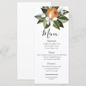 Oranje bloesem elegante groene waterverf menu (Voorkant / Achterkant)