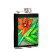 Oranje bloesem en groene bladkolf heupfles (Rechts)