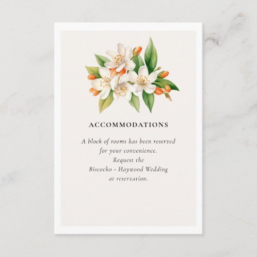 Oranje bloesem en jasmijn bruiloft informatiekaartje (Voorkant)