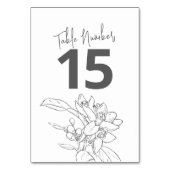 Oranje bloesem foto bruiloft grijs potlood kaart (Achterkant)