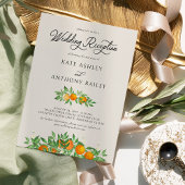 Oranje bloesem foto bruiloft receptie alleen kaart