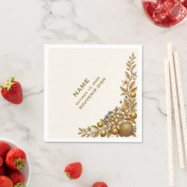 Oranje Bloesem Gouden Bloemrijke Elegante Trouwser Servet