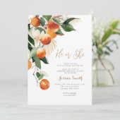 Oranje bloesem Hij of Zij Groen Gender Onthullen Kaart (Staand voorkant)