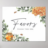 Oranje Bloesem Honing Bij Favorieten Bord Poster (Voorkant)