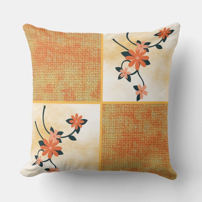 Oranje bloesem kussen (Voorkant)