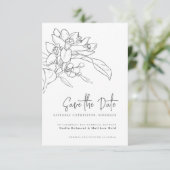 Oranje bloesem mono fotobruiloft met behoud van da save the date (Staand voorkant)