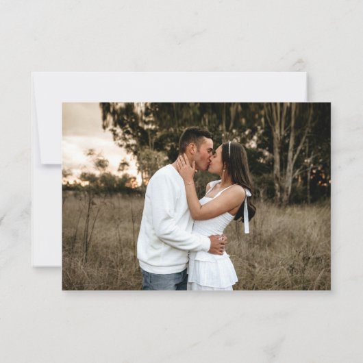 Oranje bloesem mono fotobruiloft met behoud van da save the date (Achterkant)