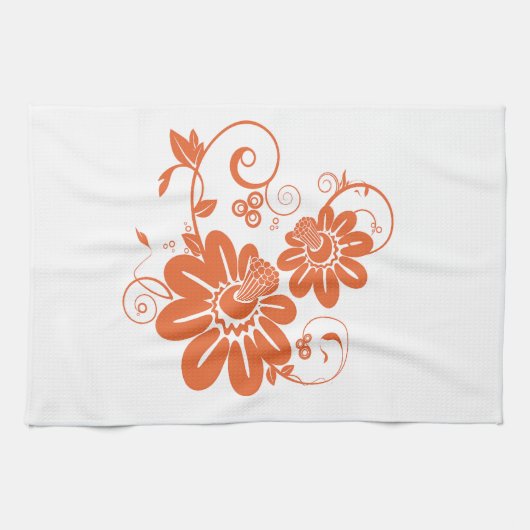 Oranje bloesem theedoek (Horizontaal)
