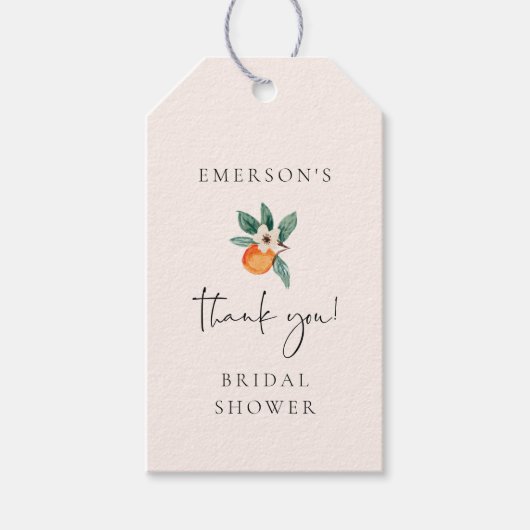 Oranje bloesem Vrijgezellenfeest Favor Gift Label Cadeaulabel (Voorkant)