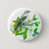 Oranje Bloesem Waterverf Bird Spring Flower Ronde Button 5,7 Cm (Voorkant)