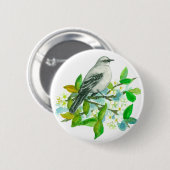 Oranje Bloesem Waterverf Bird Spring Flower Ronde Button 5,7 Cm (Voorkant /achterkant)