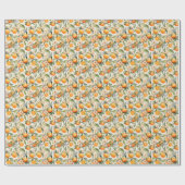 Oranje Bloesem Waterverf Gift Wrap Cadeaupapier (Vlak)