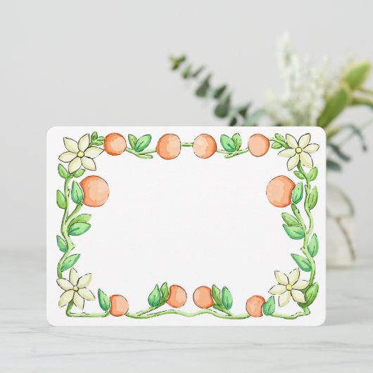 Oranje bloesems bedankkaart (Staand voorkant)