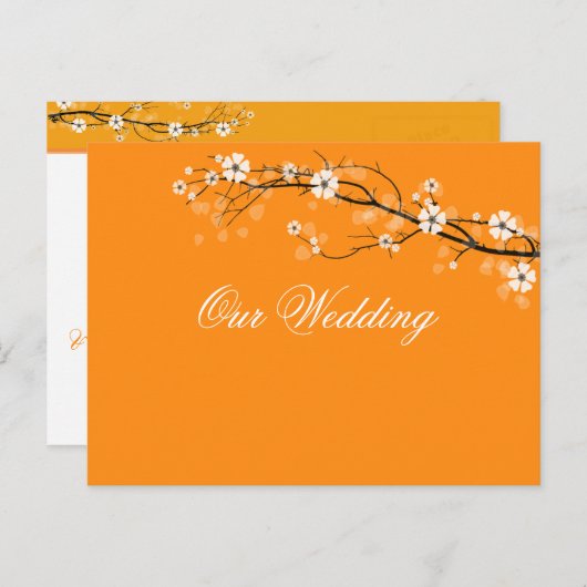 Oranje bloesems Bewaar de datum briefkaarten (Voorkant / Achterkant)