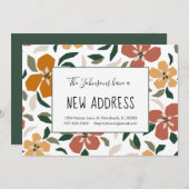 Oranje bloesems bloemennieuw huisadres verhuizen aankondiging (Voorkant / Achterkant)