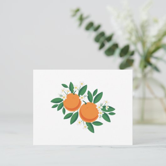 Oranje bloesems briefkaart (Staand voorkant)