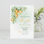 Oranje bloesems Brunch Shower Kaart (Staand voorkant)