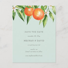 Oranje bloesems Citrus Botanical Save the Date Aankondigingskaart