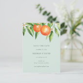 Oranje bloesems Citrus Botanical Save the Date Aankondigingskaart (Staand voorkant)