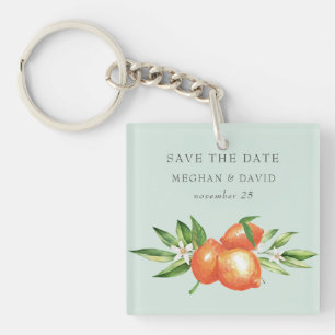 Oranje bloesems Citrus Botanical Save the Date Sleutelhanger