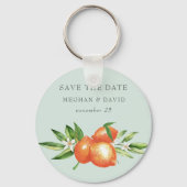 Oranje bloesems Citrus Botanical Save the Date Sleutelhanger (Voorkant)