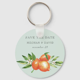Oranje bloesems Citrus Botanical Save the Date Sleutelhanger