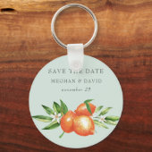 Oranje bloesems Citrus Botanical Save the Date Sleutelhanger (Voorkant)