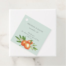 Oranje bloesems Citrus Botanical Wedding Bedankjes Labels