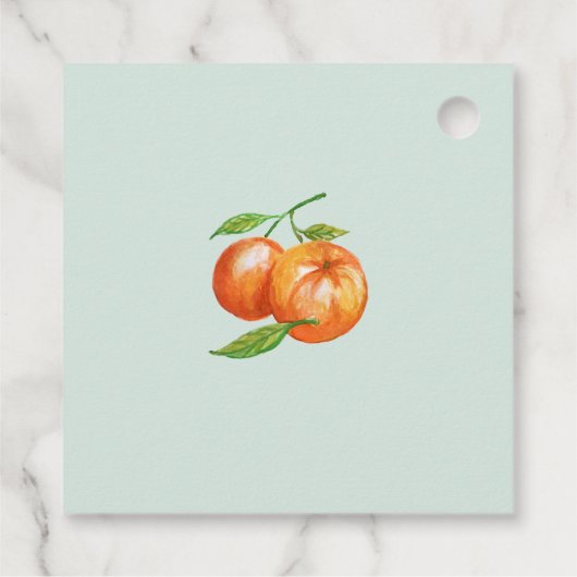 Oranje bloesems Citrus Botanical Wedding Bedankjes Labels (Achterkant)