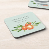 Oranje bloesems Citrus Botanical Wedding Bier Onderzetter (Linkerzijde)