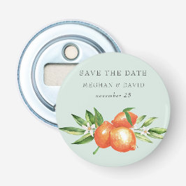 Oranje bloesems Citrus Botanical Wedding Button Flesopener