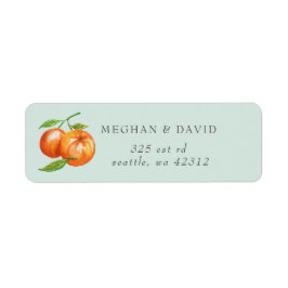Oranje bloesems Citrus Botanical Wedding Etiket