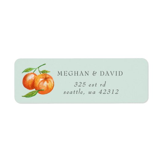 Oranje bloesems Citrus Botanical Wedding Etiket (Voorkant)