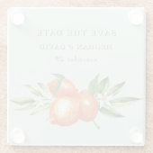 Oranje bloesems Citrus Botanical Wedding Glazen Onderzetter (Achterkant)