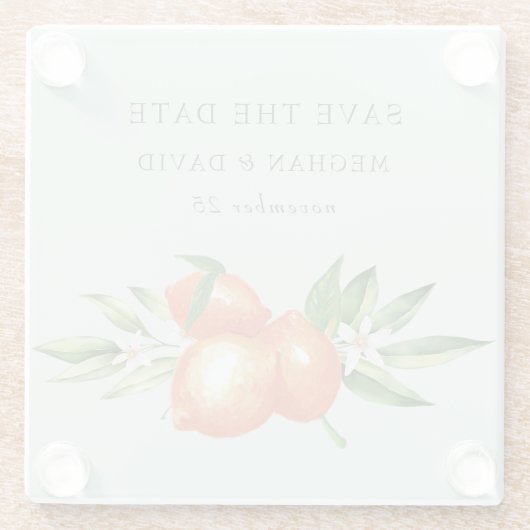 Oranje bloesems Citrus Botanical Wedding Glazen Onderzetter (Achterkant)