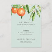 Oranje bloesems Citrus Botanical Wedding Informatiekaartje (Voorkant)