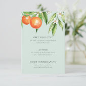 Oranje bloesems Citrus Botanical Wedding Informatiekaartje (Staand voorkant)