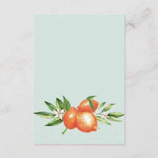 Oranje bloesems Citrus Botanical Wedding Informatiekaartje (Achterkant)