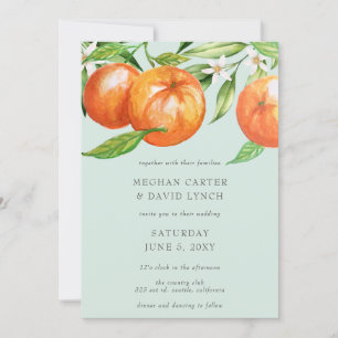 Oranje bloesems Citrus Botanical Wedding Kaart