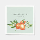 Oranje bloesems Citrus Botanical Wedding Servet (Voorkant)