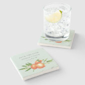 Oranje bloesems Citrus Botanical Wedding Stenen Onderzetter (Zijkant)